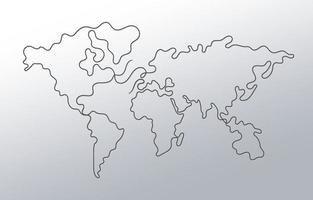 World Map in One Stroke Art vector