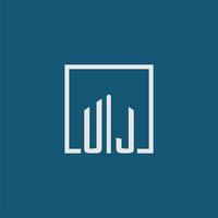 UJ initial monogram logo real estate in rectangle style design vector