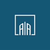 AA initial monogram logo real estate in rectangle style design vector