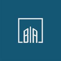 BA initial monogram logo real estate in rectangle style design vector