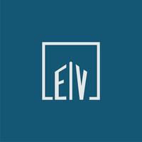 EV initial monogram logo real estate in rectangle style design vector