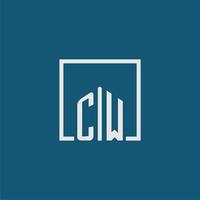 CW initial monogram logo real estate in rectangle style design vector