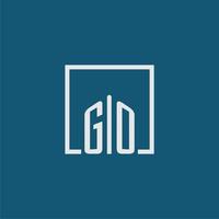 GO initial monogram logo real estate in rectangle style design vector