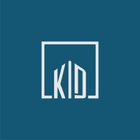 KD initial monogram logo real estate in rectangle style design vector