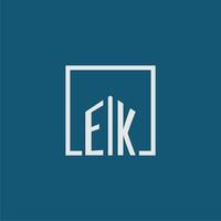 EK initial monogram logo real estate in rectangle style design vector