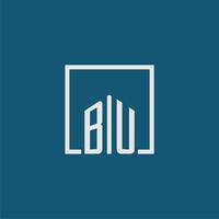 BU initial monogram logo real estate in rectangle style design vector