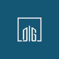 DG initial monogram logo real estate in rectangle style design vector