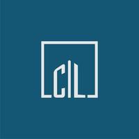 cl inicial monograma logo real inmuebles en rectángulo estilo diseño vector