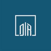 DR initial monogram logo real estate in rectangle style design vector