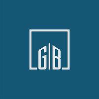 GB initial monogram logo real estate in rectangle style design vector