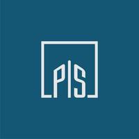 PS initial monogram logo real estate in rectangle style design vector
