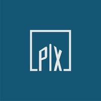 px inicial monograma logo real inmuebles en rectángulo estilo diseño vector