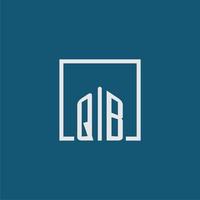 QB initial monogram logo real estate in rectangle style design vector