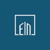 EN initial monogram logo real estate in rectangle style design vector