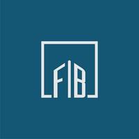 FB initial monogram logo real estate in rectangle style design vector