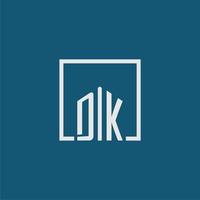 DK initial monogram logo real estate in rectangle style design vector