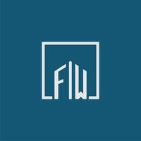FW initial monogram logo real estate in rectangle style design vector