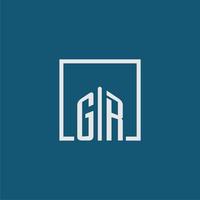 GR initial monogram logo real estate in rectangle style design vector