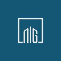 NG initial monogram logo real estate in rectangle style design vector