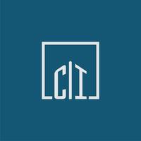 CI initial monogram logo real estate in rectangle style design vector