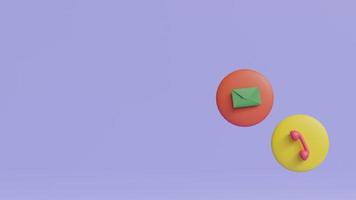 Email and phone symbol icon on green background, 3D rendering photo