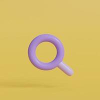 3D minimal purple search bar or magnifying glass in the blank search bar. Search bar 3d design element. 3d rendering photo