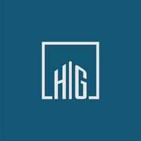 HG initial monogram logo real estate in rectangle style design vector