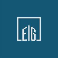 EG initial monogram logo real estate in rectangle style design vector