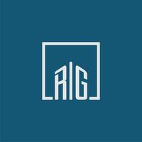 RG initial monogram logo real estate in rectangle style design vector