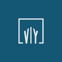VY initial monogram logo real estate in rectangle style design vector