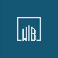 WB initial monogram logo real estate in rectangle style design vector