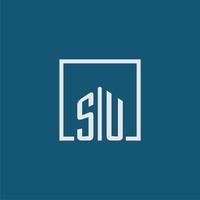 su inicial monograma logo real inmuebles en rectángulo estilo diseño vector