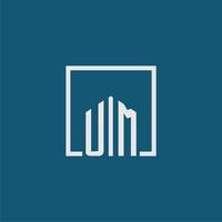 UM initial monogram logo real estate in rectangle style design vector