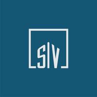 SV initial monogram logo real estate in rectangle style design vector