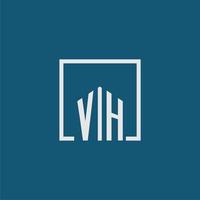 vh inicial monograma logo real inmuebles en rectángulo estilo diseño vector