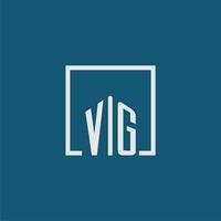 VG initial monogram logo real estate in rectangle style design vector