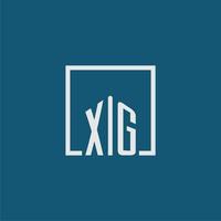 xg inicial monograma logo real inmuebles en rectángulo estilo diseño vector