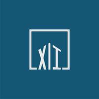 XI initial monogram logo real estate in rectangle style design vector