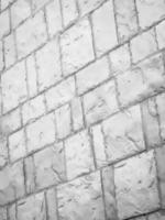 A white brick wall, The bricks are uniform in size and shape, arranged in a traditional brick bond pattern  rows offset from each other. The white color of the bricks gives the wall a modern look photo