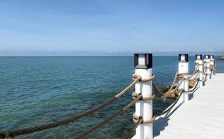 Piers in seaside resorts look luxurious, and suitable for relaxation. Suitable for tourists to enjoy the beauty of the sea. Makes you feel relaxed and calm, just come to relax at the sea during summer photo