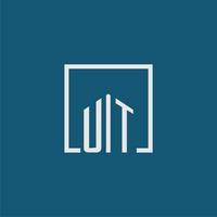 UT initial monogram logo real estate in rectangle style design vector