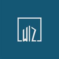 WZ initial monogram logo real estate in rectangle style design vector