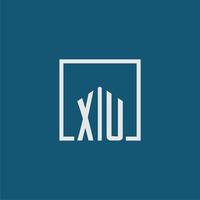 XU initial monogram logo real estate in rectangle style design vector