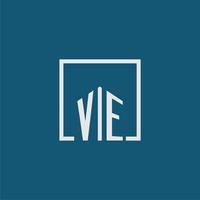 VE initial monogram logo real estate in rectangle style design vector