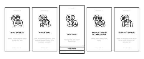 engineer technology work man onboarding icons set vector