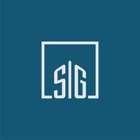 sg inicial monograma logo real inmuebles en rectángulo estilo diseño vector