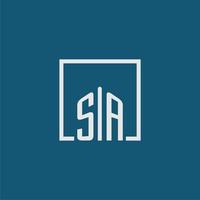 SA initial monogram logo real estate in rectangle style design vector