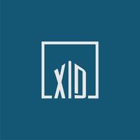 XD initial monogram logo real estate in rectangle style design vector