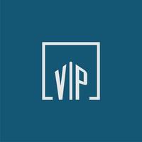 VP initial monogram logo real estate in rectangle style design vector