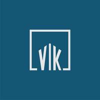 VK initial monogram logo real estate in rectangle style design vector